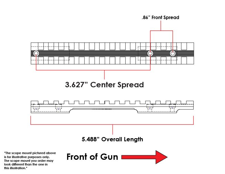 Remington XP, XR 100, Model 7 3-hole Short Action Picatinny Rail 20 MOA