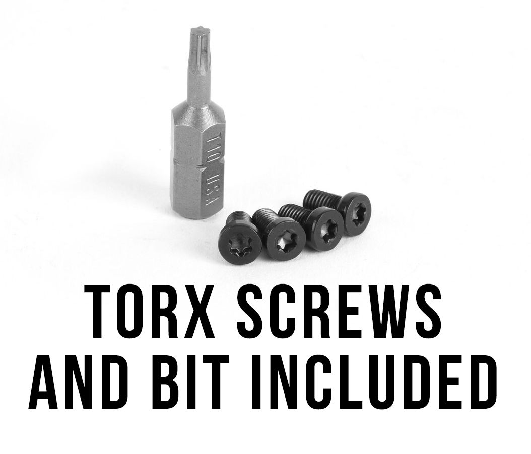 T10 torx bit and screws are included with our mounts.